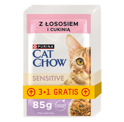 Purina Cat Chow SENSITIVE z łososiem i cukinią 20x85g