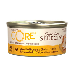 Wellness Core Signature Selects Signature Selects Shredded Chicken karma mokra dla dorosłych kotów kurczak z wątróbką w sosie 79g puszka