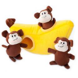 ZippyPaws pluszowa norka banan z małpkami