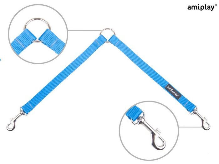 Amiplay Dwójnik Basic dwie smycze dla psa Niebieski