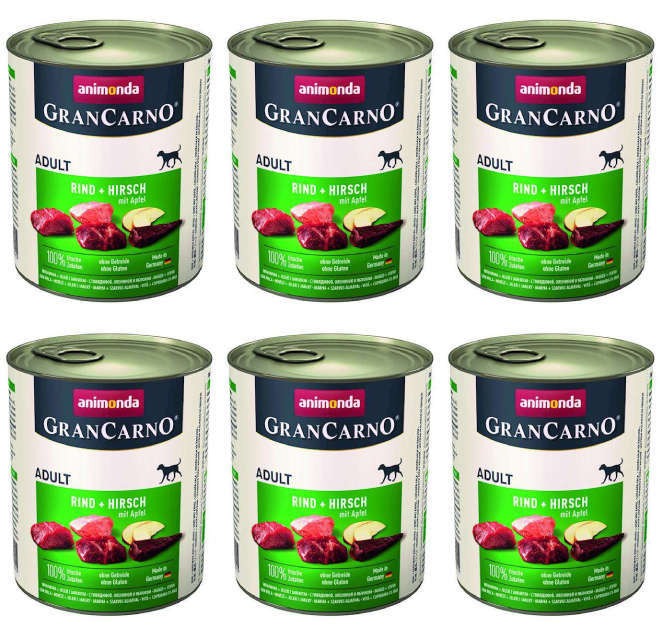 Animonda Gran CARNO Original Adult Wołowina i Jeleń z Jabłkiem 6x800g