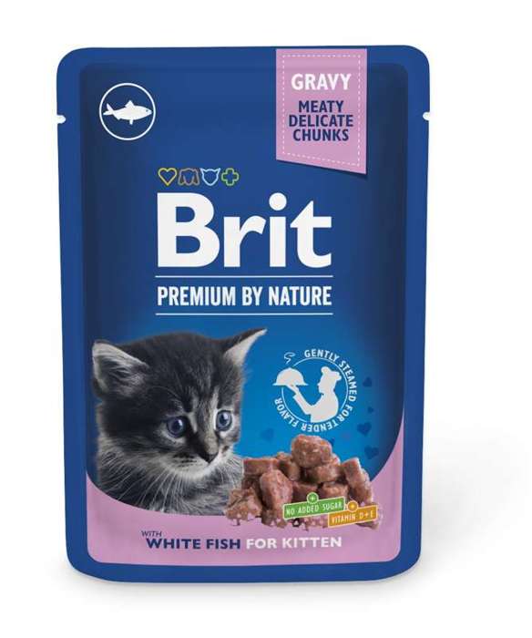 BRIT PREMIUM POUCHES WHITE FISH KITTEN 100g