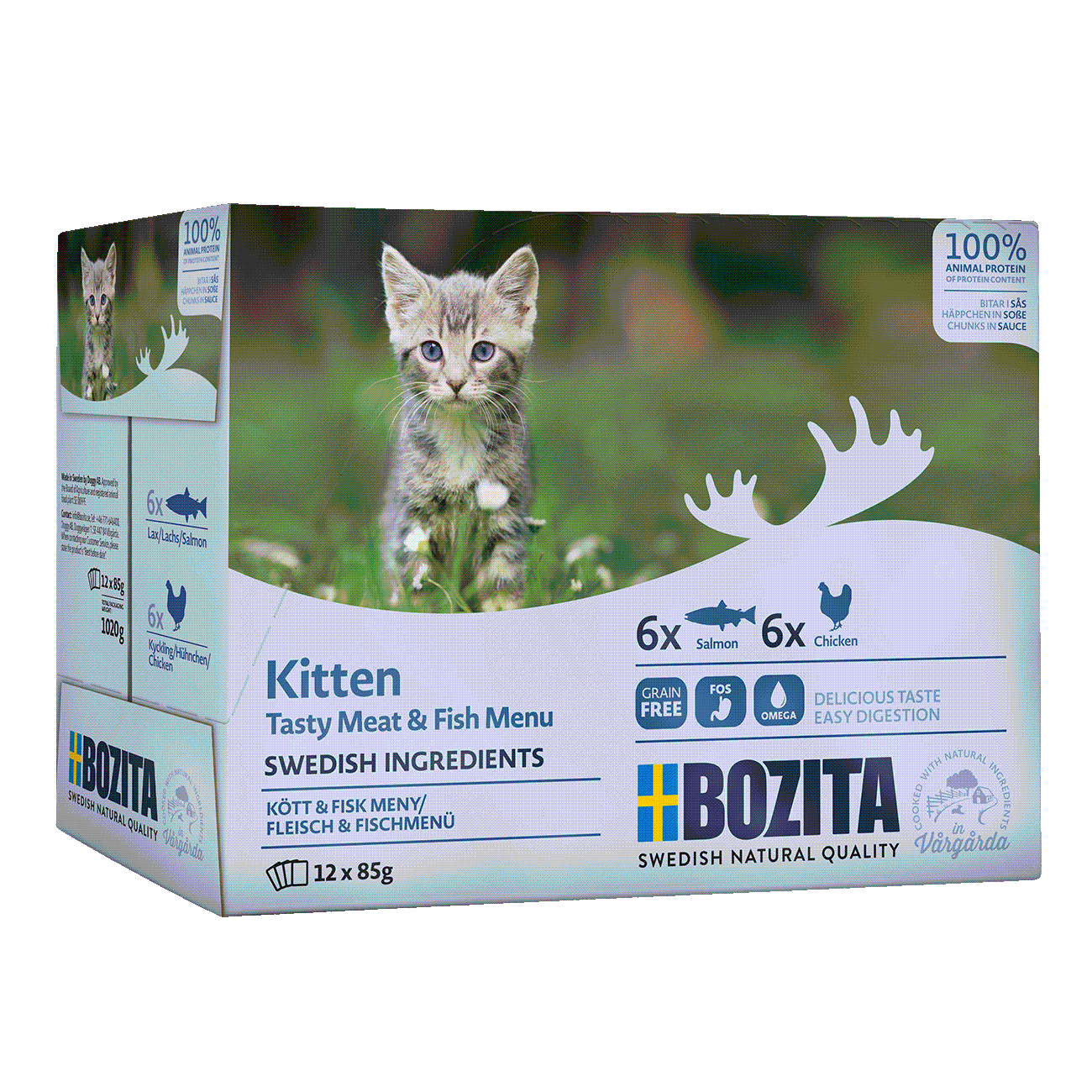 Bozita Kitten mięsne i rybne kawałki w sosie 12x85g