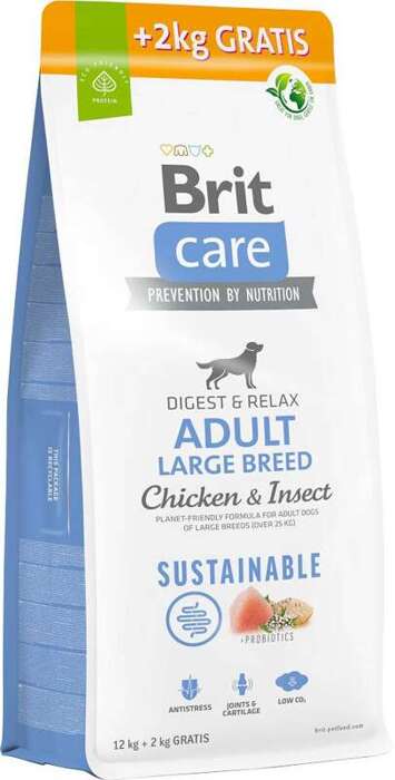 Brit Care Dog Sustainable Adult Large Breed z kurczakiem i owadami 12+2kg 