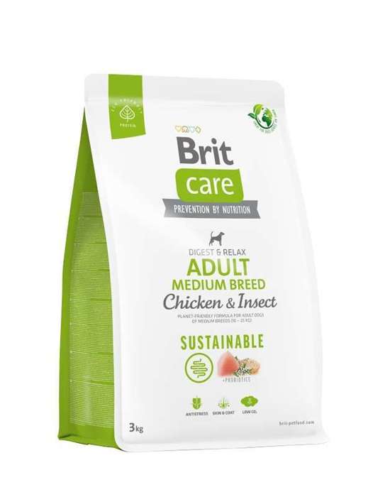 Brit Care Dog Sustainable Adult Medium Breed z kurczakiem i owadami 3kg