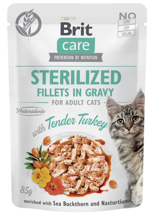 Brit Care Sterilized Tender Turkey filety z kurczaka w sosie 85g