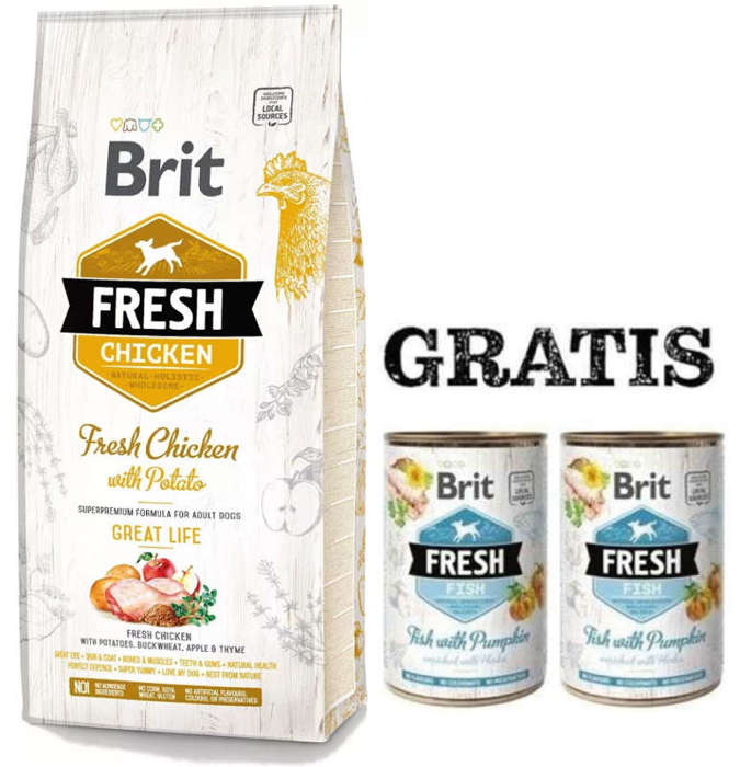 Brit Fresh Chicken With Potato Adult Great Life 12kg + 2 puszki GRATIS