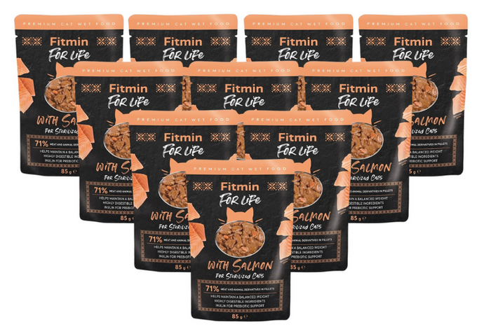 FITMIN Cat Sterilized z łososiem 12x85g