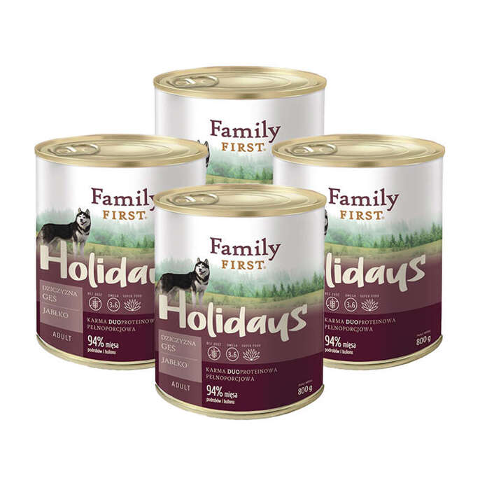 Family First Holidays z dziczyzną, gesią i jabłkiem 800g 3+1 Gratis