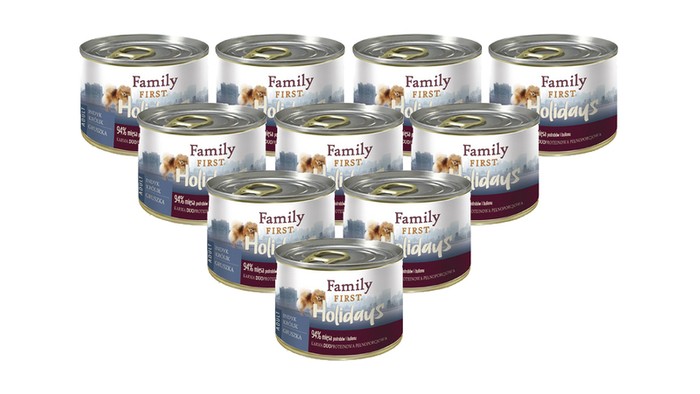 Family First Holidays z indykiem, królikiem i gruszką 12x200g