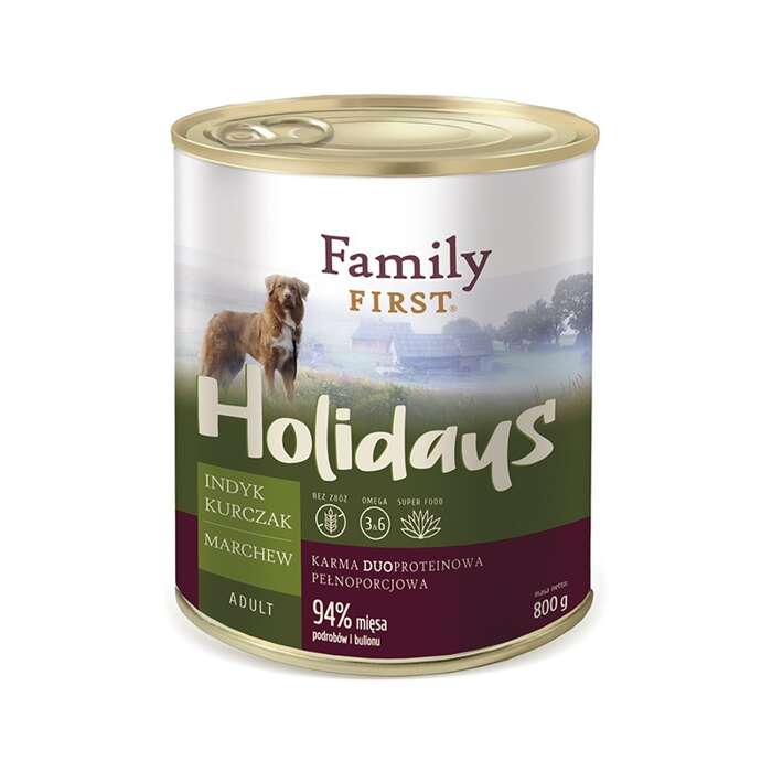 Family First Holidays z indykiem, kurczakiem i marchewką 800g