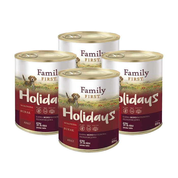 Family First Holidays z wołowiną i burakiem 800g 3+1gratis