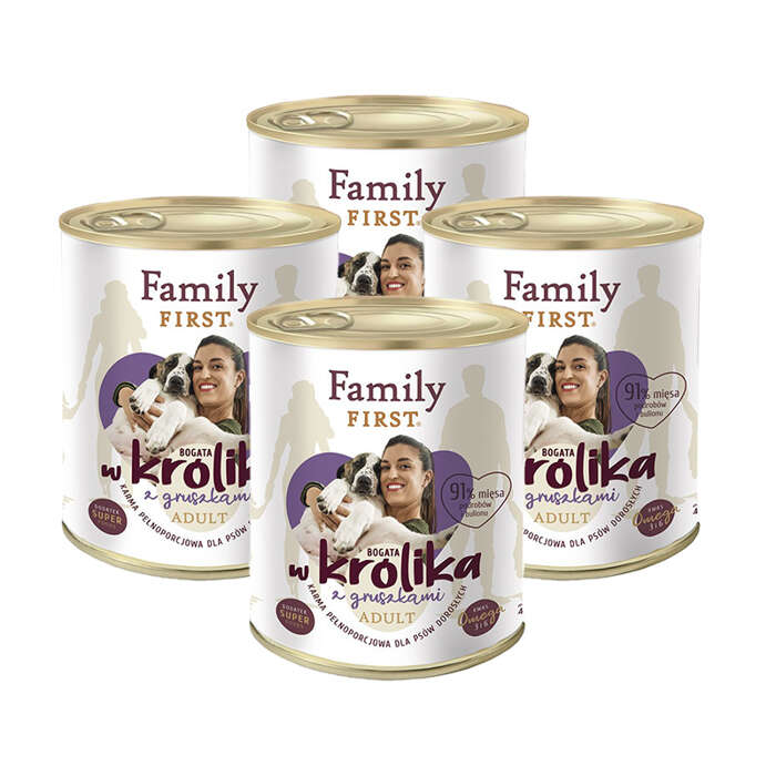 Family First z królikiem i gruszkami 800g 3+1 Gratis