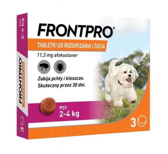 Frontpro tabletki na pchły i kleszcze dla psa S 2-4kg 3szt.