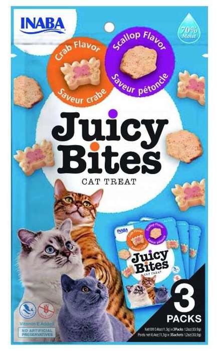 Inaba Cat Juicy Bites przegrzebki i krab 3x11,3g