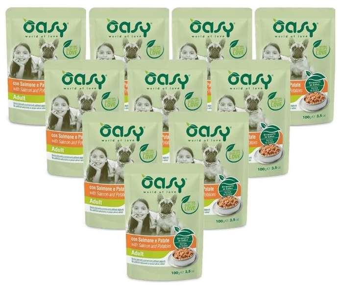 Oasy Strips Adult z łososiem i ziemniakami 12x100g