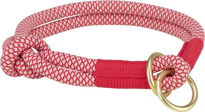 Obroża zaciskowa Soft Rope L-XL: 55cm/10mm czerwona/kremowa Nylon