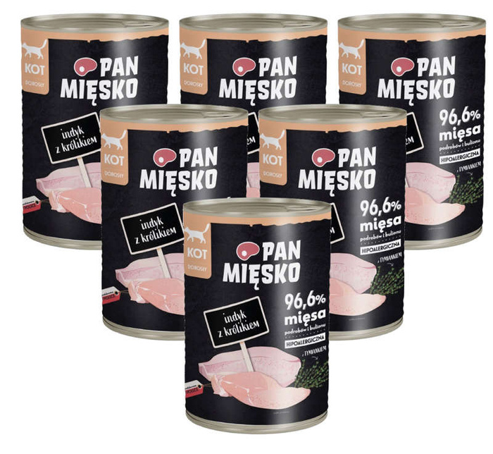 Pan Mięsko Adult z indykiem i królikiem 6x400g