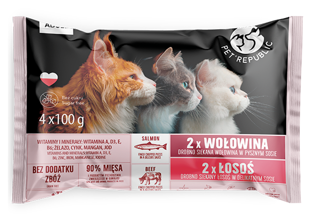 PetRepublic Adult łosoś wołowina 4x100g