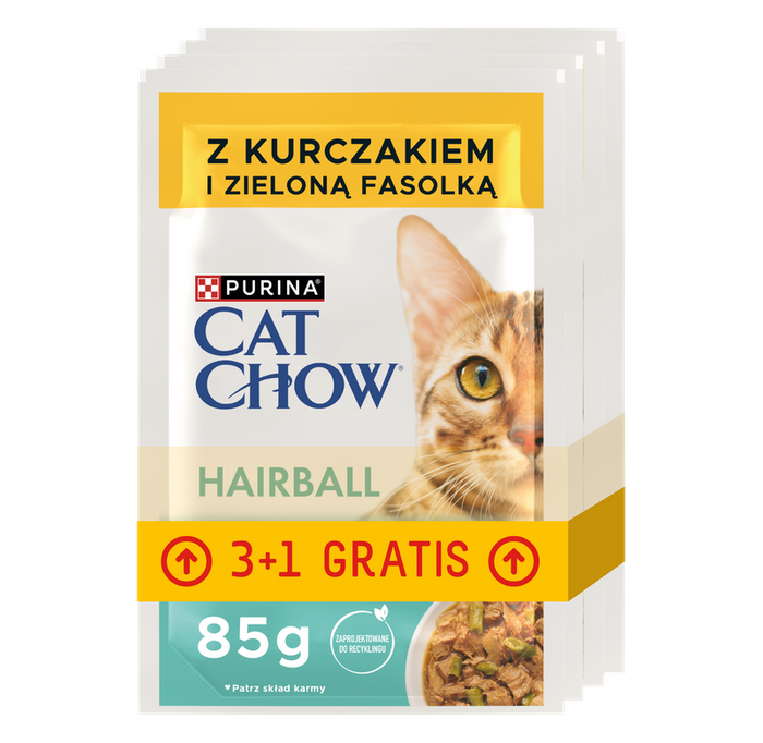 Purina Cat Chow HAIRBALL z kurczakiem i fasolką 20x85g