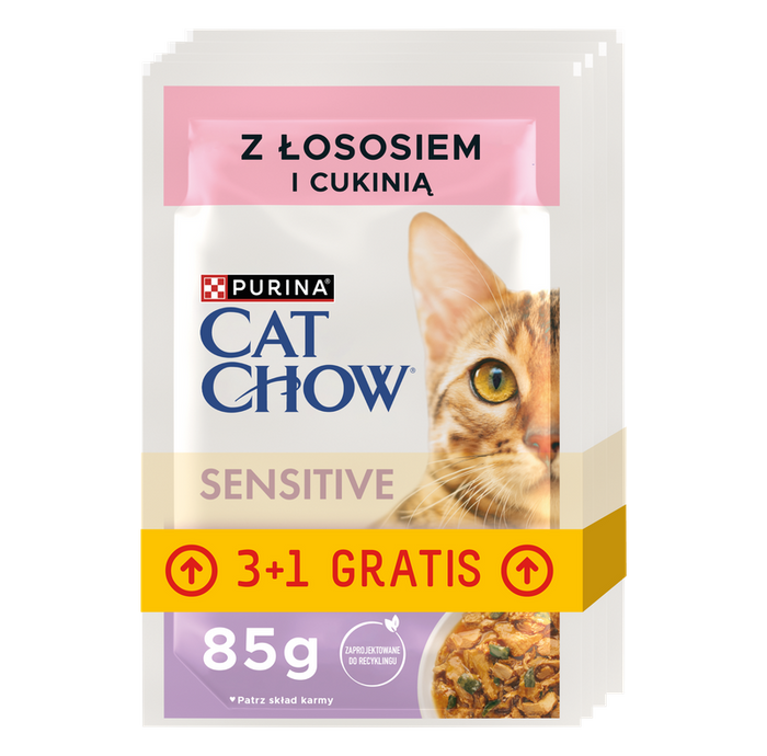 Purina Cat Chow SENSITIVE z łososiem i cukinią 20x85g