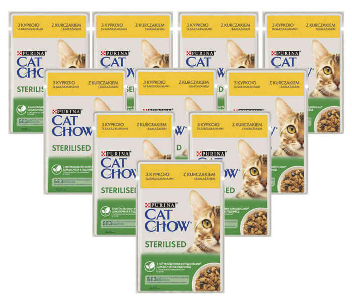 Purina Cat Chow STERILISED z kurczakiem i bakłażanem 26x85g