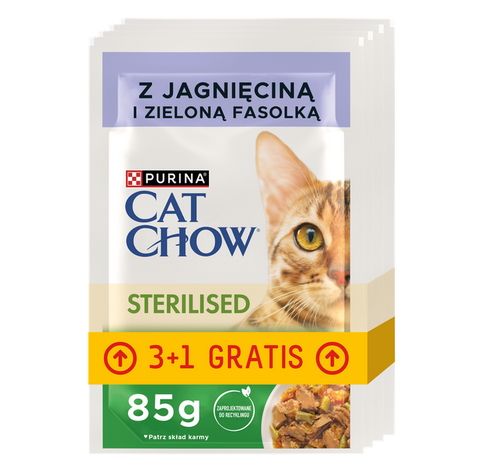 Purina Cat Chow Sterilised z jagnięciną i fasolką 4x85g