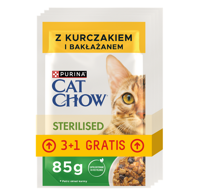 Purina Cat Chow Sterilised z kurczakiem i bakłażanem 4x85g