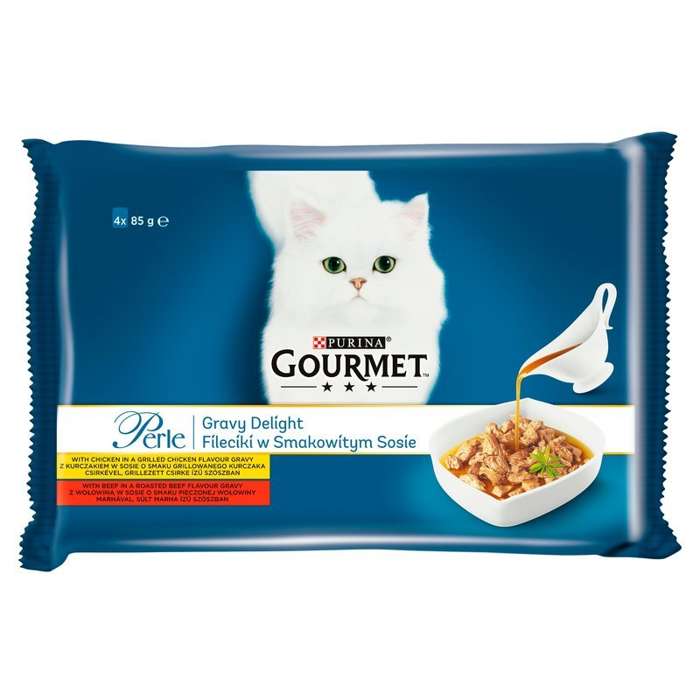 Purina Gourmet Perle Sos Kurczak Wołowina 4x85g