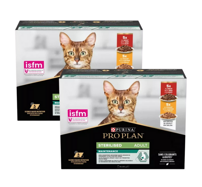 Purina ProPlan Sterilised z wołowiną i kurczakiem w sosie 20x85g