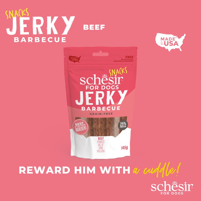 Schesir Dog Snack Pouch Jerky Bbq Wołowina 145g