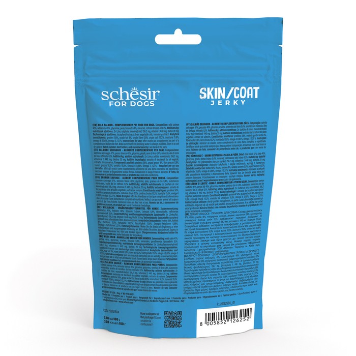 Schesir Dog Snack Skin&Coat Jerky Łosoś 115g