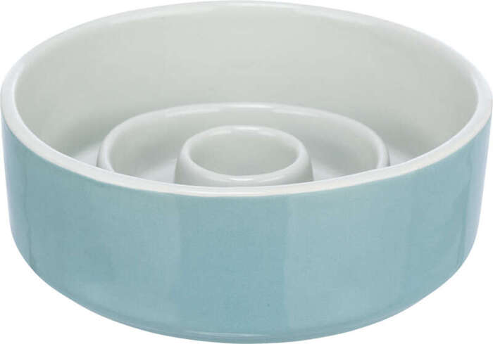 Trixie Miska ceramiczna Slow Feeding szaro/niebieska 0,9l/17cm spowalniająca jedzenie