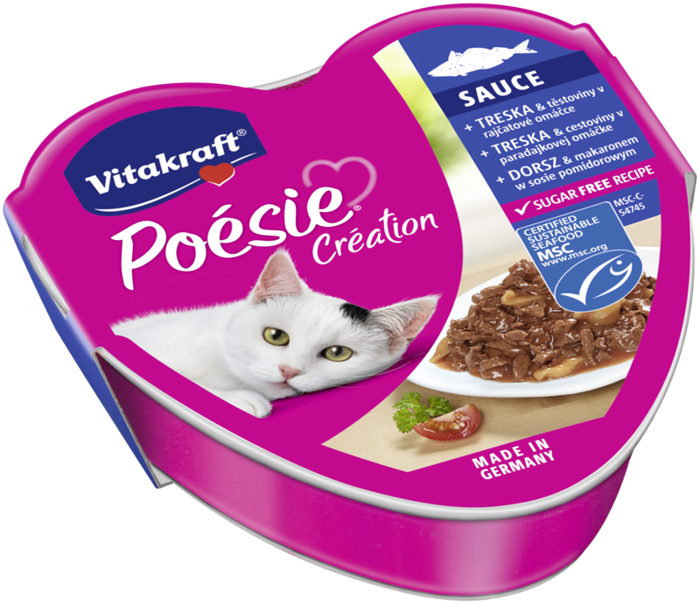 Vitakraft Poesie 85g SAUCE Dorsz z Makaronem i Pomidorami