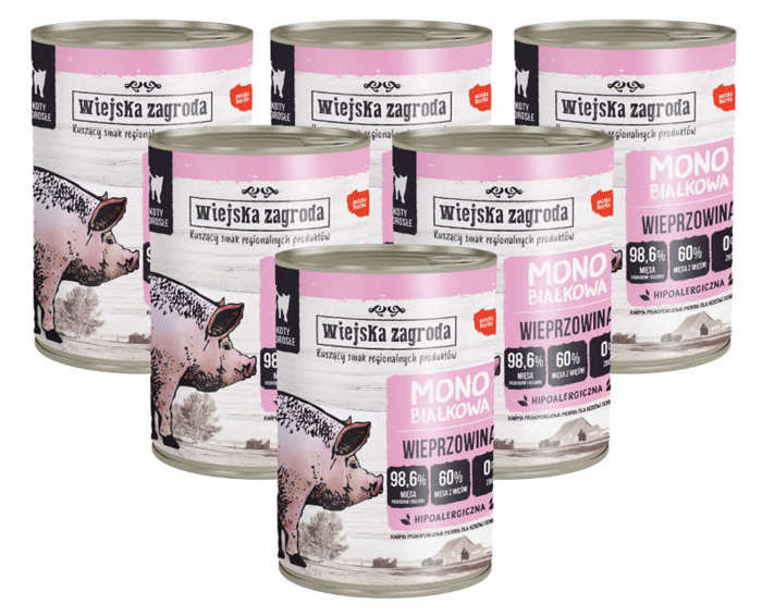 Wiejska Zagroda Adult Mono z wieprzowiną 6x400g