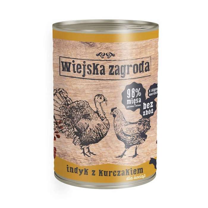 Wiejska zagroda junior indyk z kurczakiem dla kota 6x400g 