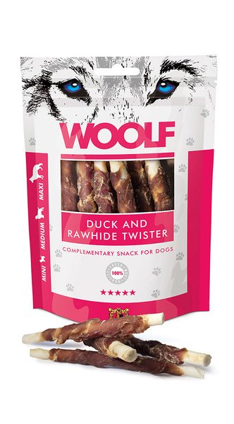 Woolf Duck and Rawhide Twister 100g