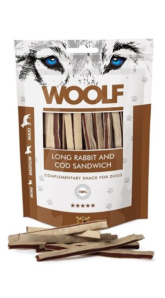 Woolf Long Soft Rabbit and Cod Sandwich 100g