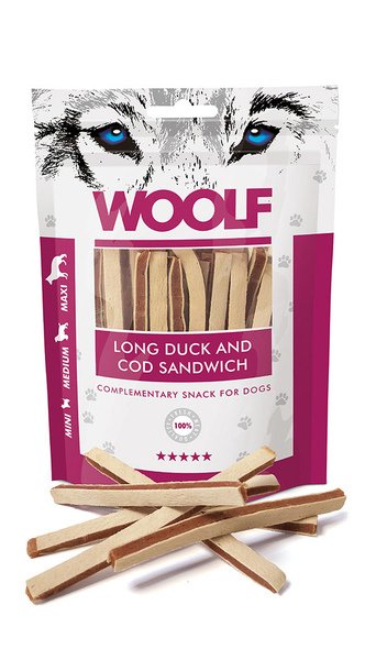 Woolf Soft Duck and Cod Sandwich Long 100g