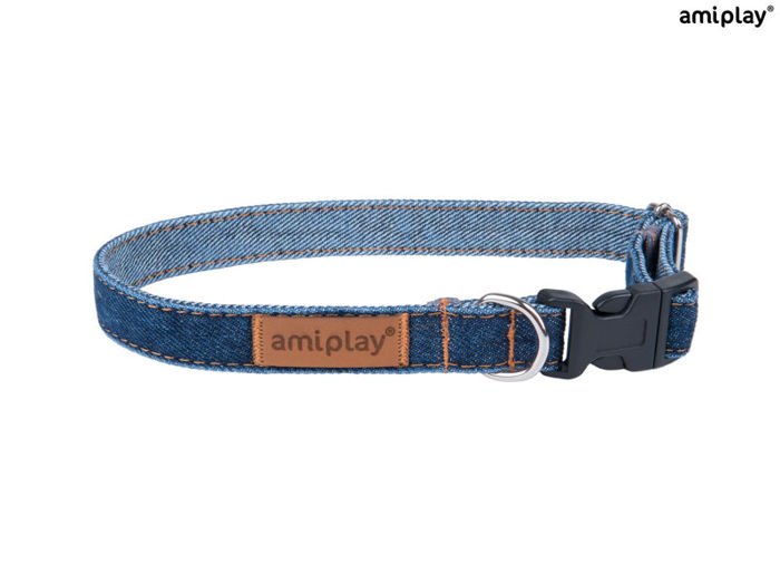 amiplay Obroża regulowana Denim XL Granatowy