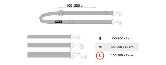 amiplay Smycz regulowana 6 in 1 Twist L Różowy