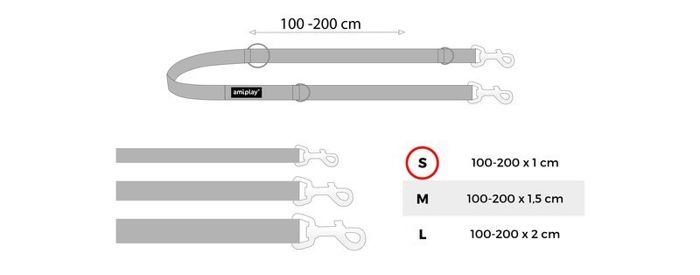 amiplay Smycz regulowana 6 in 1 Twist Pomarańczowy