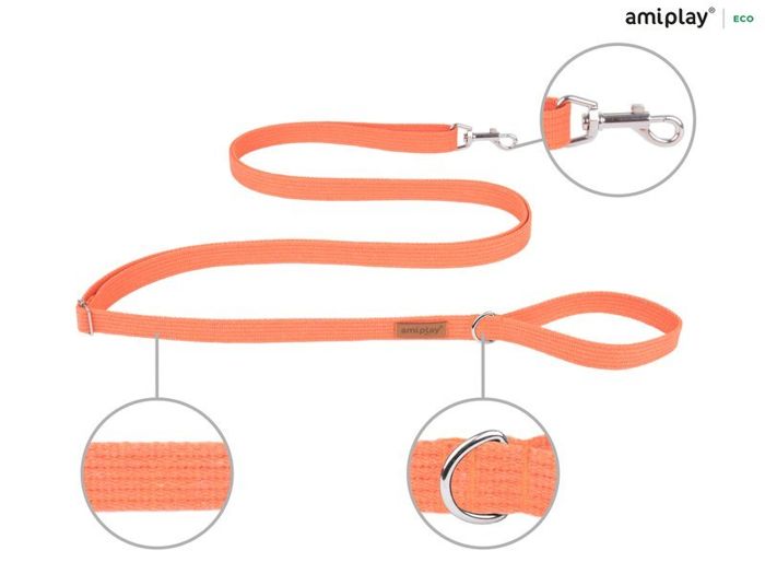 amiplay Smycz regulowana Easy Fix Cotton XL Pomarańczowy