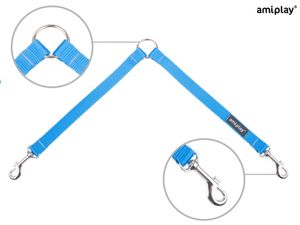 Amiplay Dwójnik Basic dwie smycze dla psa Niebieski