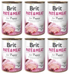 Brit Pate&Meat Puppy z indykiem i kurczakiem 6x400g