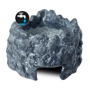 ExoTerra Wet Rock kryjówka z miską do terrarium ceramiczna S 13x9,5x7,5cm 55ml narożnikowa