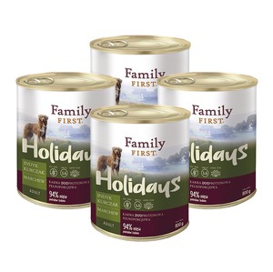 Family First Holidays z indykiem, kurczakiem i marchewką 800g 3+1 Gratis