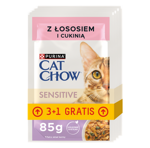 Purina Cat Chow Sensitive z łososiem i cukinią 4x85g