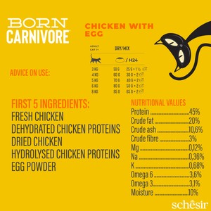 Schesir Born Carnivore Cat Dry Adult Kurczak Z Jajkiem 1,25kg