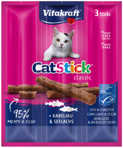 Vitakraft Cat Stick Mini Dorsz, Tuńczyk i Czarniak 3x6g  